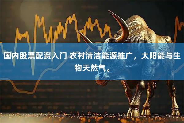 国内股票配资入门 农村清洁能源推广，太阳能与生物天然气。
